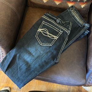 Cowgirl Tuff, 28 x 35 long dark denim no limits jeans Brand New